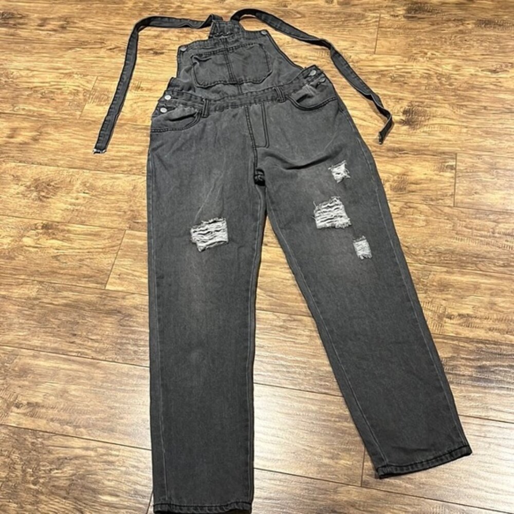 JK Miles faded black denim overalls